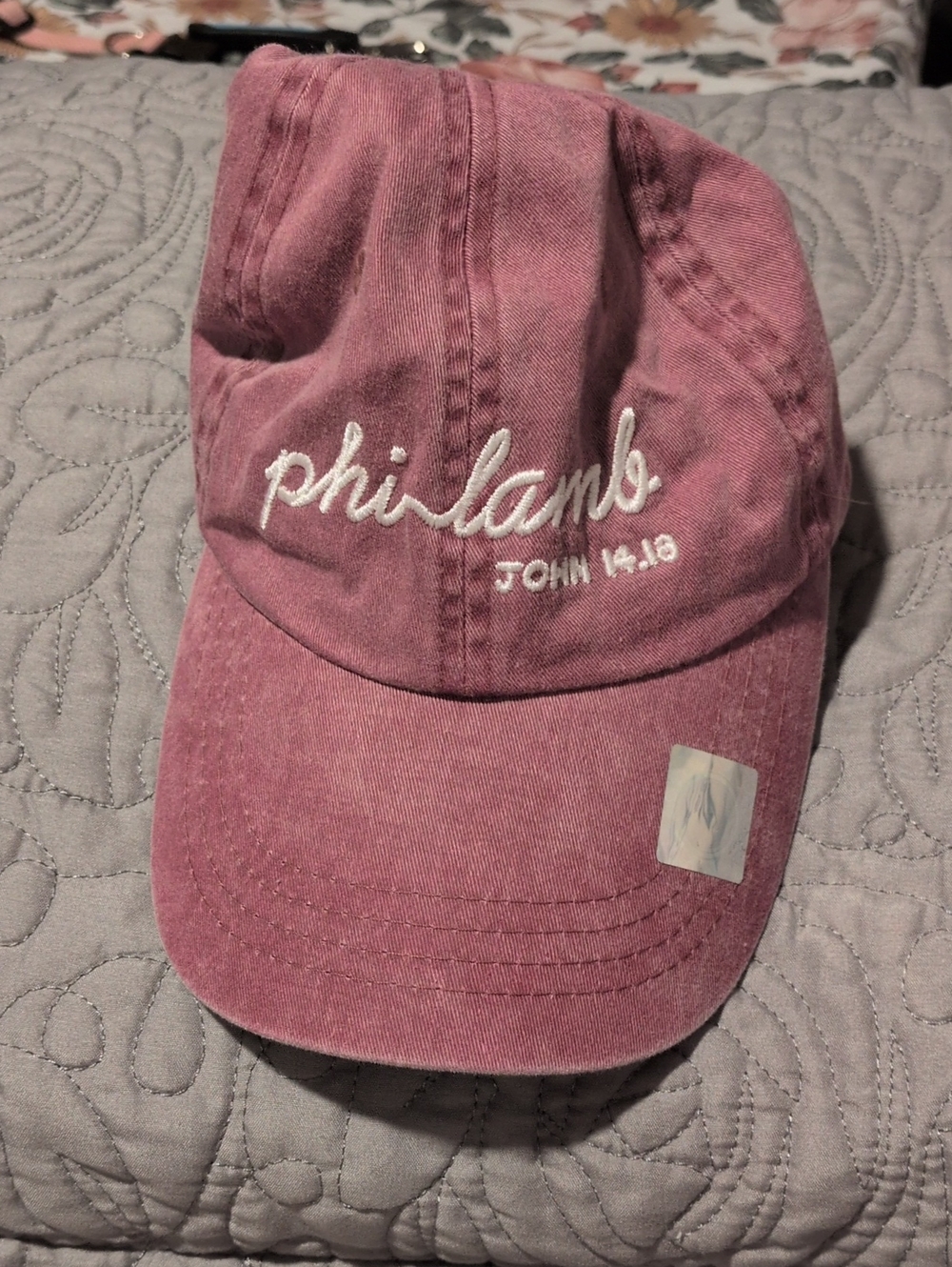 Port and Company Pink Phi Lamb Embroidered Cotton Baseball Cap